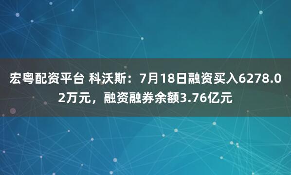 宏粤配资平台 科沃斯：7月18日融资买入6278.02万元，融资融券余额3.76亿元