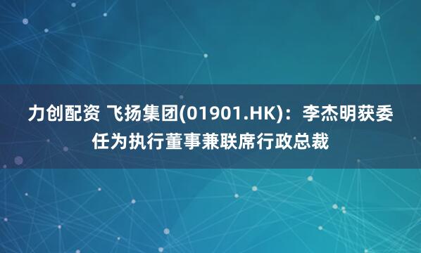 力创配资 飞扬集团(01901.HK)：李杰明获委任为执行董事兼联席行政总裁